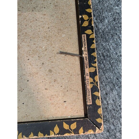 Vtg 1943 Jesus Christ Framed Print By William J Zimmerman Floral Border - Picture 4 of 4